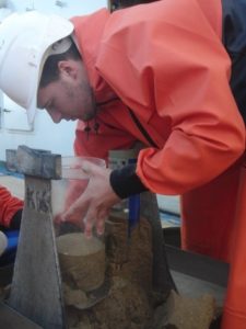Taking a subsample from a sediment core